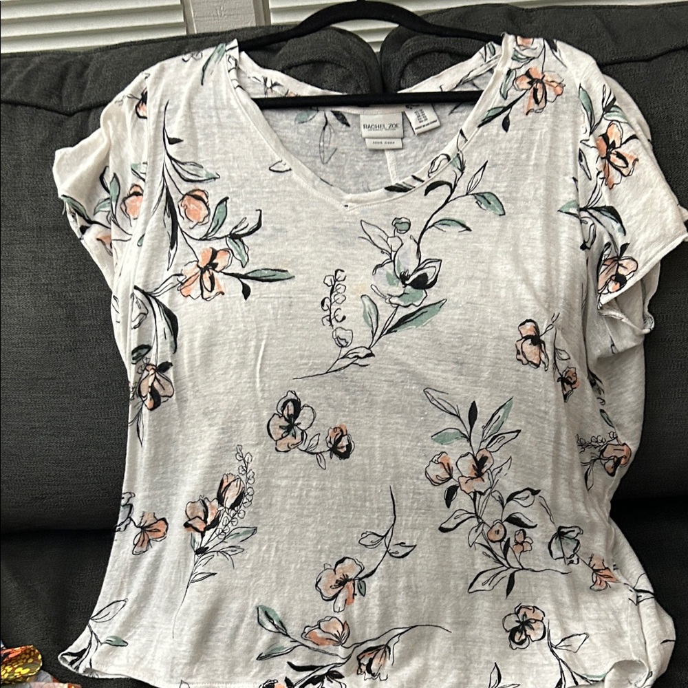 Rachel Zoe White Floral Blouse